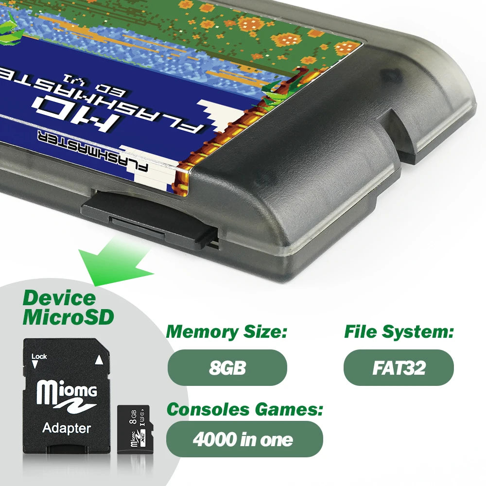4000-in-1 Mega Everdrive V1 with 8GB TF Card — MD Game Cartridge for SEGA Genesis Mega Drive & Master System Consoles