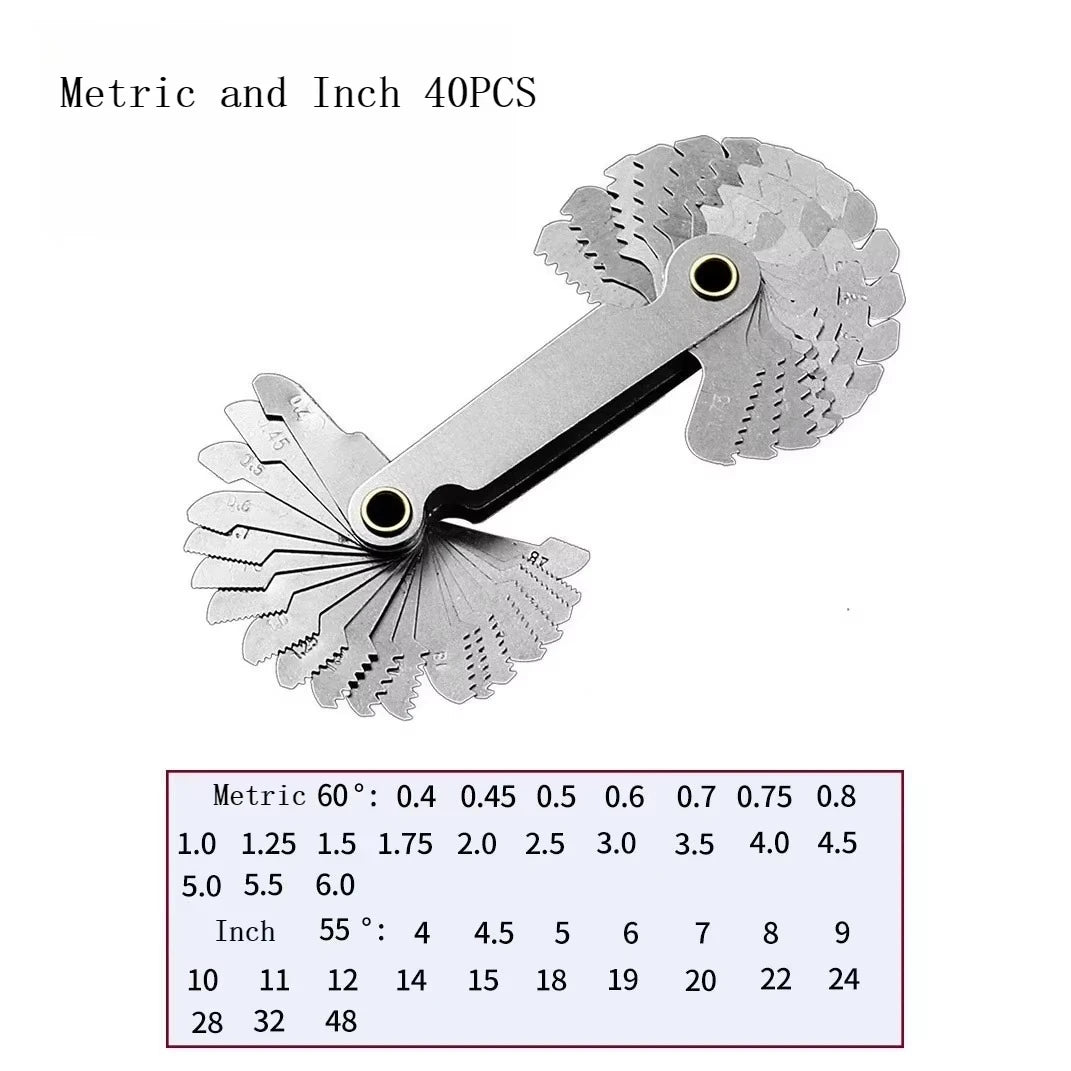 Metric & Inch Thread Plug Gauge - 55/60 Degree Carbon Steel Screw Pitch Measurement Tool for Lathe Work