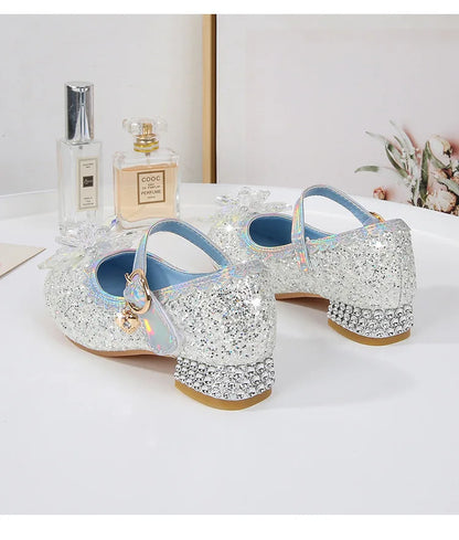 2024 Spring Girls' Elsa Princess Shoes - Ice and Snow Romance Crystal Sandals for Kids
