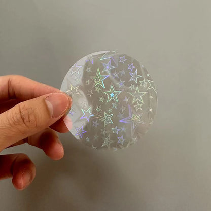 100PCS 58mm Transparent Badge Film Covers – Clear Laser Star Pattern Protective Sheets for Button Badge Maker