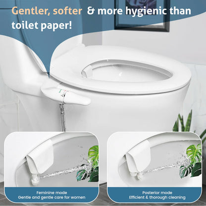 SAMODRA Ultra Slim Bidet Attachment for Toilet Seat: Dual Nozzle, Adjustable Water Pressure - Non-Electric Ass Sprayer