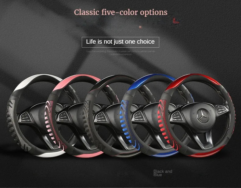3D Honeycomb Leather Steering Wheel Cover – Durable Anti-Slip Universal Fit for 14.5-15 Inch Wheels