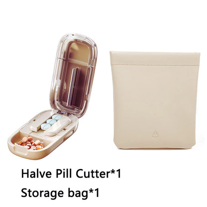 Newest Quartering Pill Cutter & Storage Box – Portable Dustproof Medicine Divider Organizer & Crusher