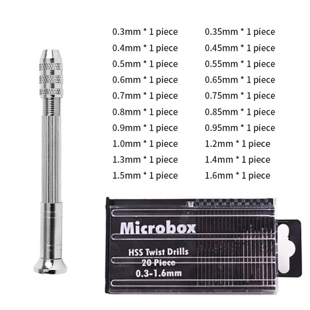 Mini Aluminum Hand Drill with Keyless Chuck – HSS Steel Twist Drill Bit for Woodworking & Manual Drilling