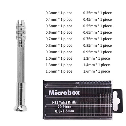 Mini Aluminum Hand Drill with Keyless Chuck – HSS Steel Twist Drill Bit for Woodworking & Manual Drilling