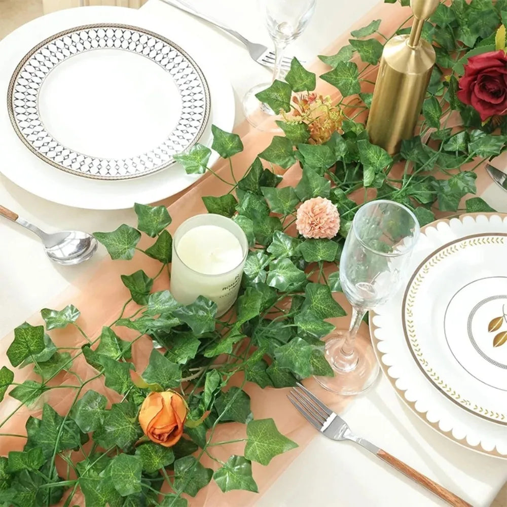 Artificial Ivy Garland - Silk Green Leaf Creeper Vine for Home Decor, Weddings & Hanging Decorations