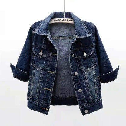 Women’s Denim Jacket – Spring & Autumn Short Coat, Casual Pink Jean Jackets, Loose Purple, Yellow & Blue Outerwear Tops