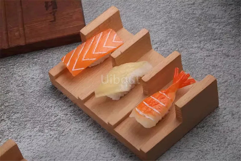 Japanese Sushi Rack – Wooden Taco & Snack Food Holder, Wood Plate Cuisine Stand for Sashimi & Sushi, Restaurant & Home Use