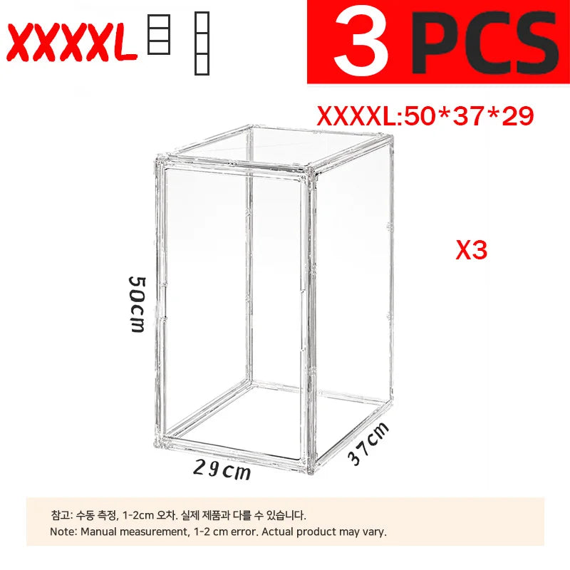 50×37×29cm Transparent Toy Organizer & Display Cabinet – Durable Storage Box for Helmets, Shoes & Books
