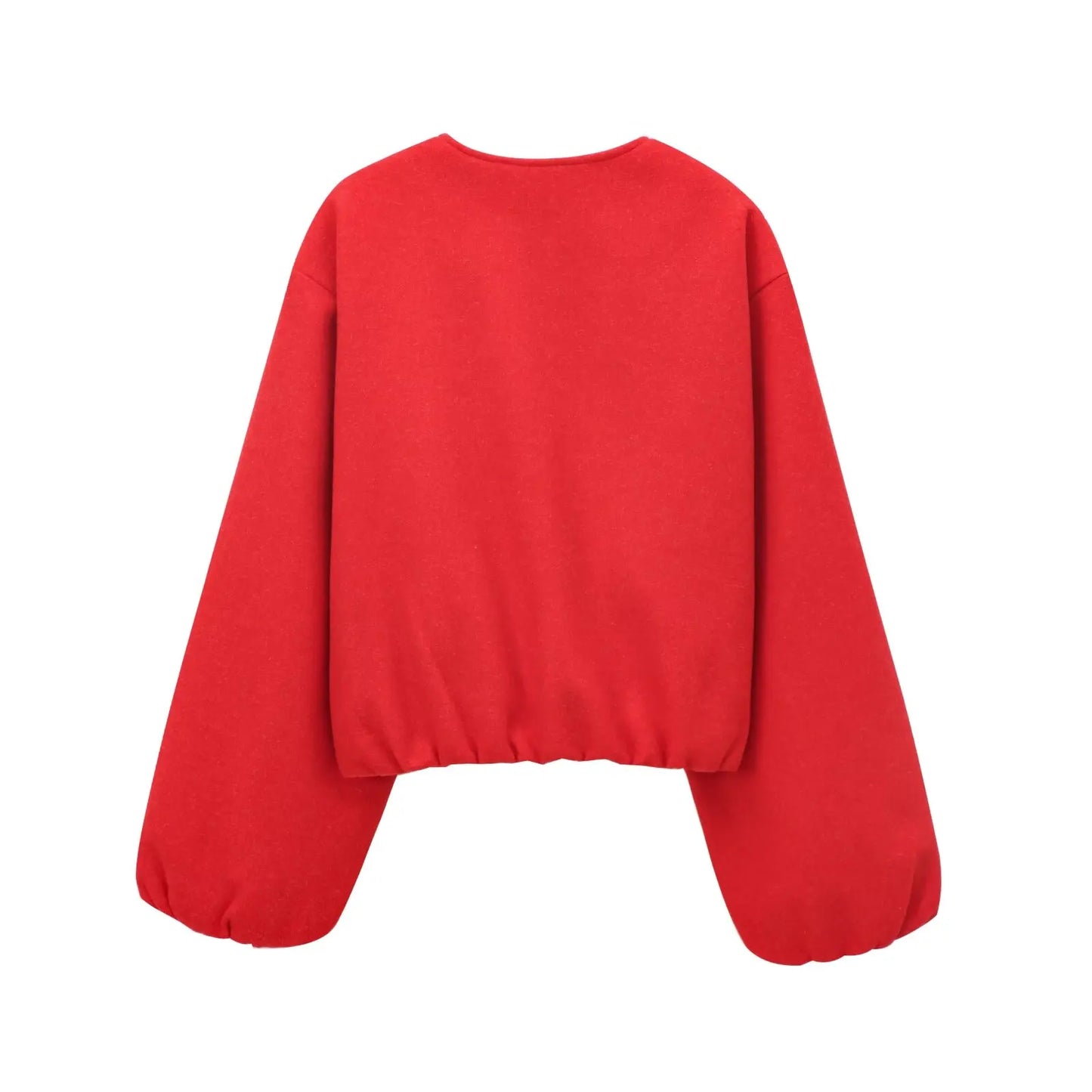 TRAF Women’s Red Zipper Bomber Jacket – Soft Cropped Sports Jacket, Long Sleeve 2024 Outerwear