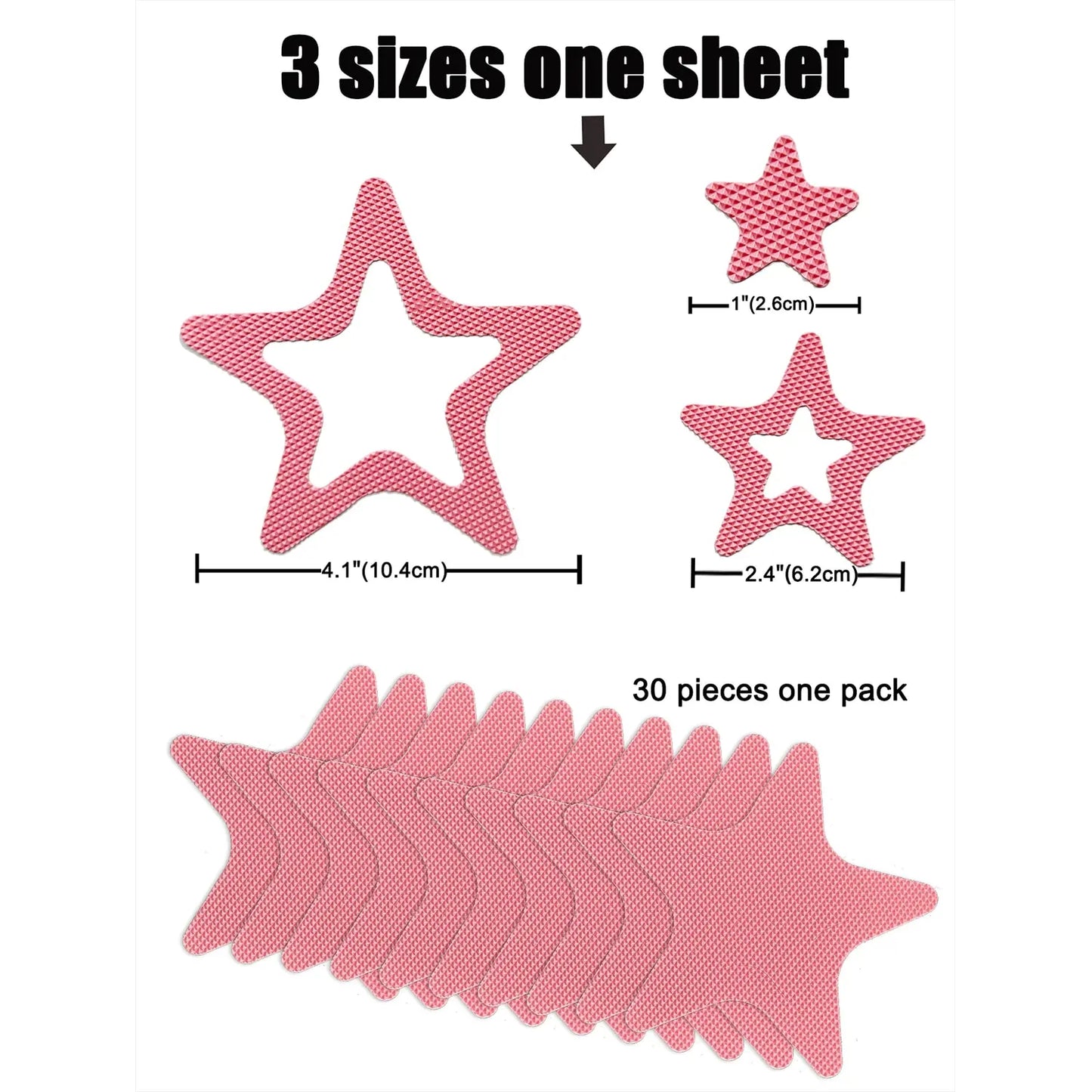 10PCS Anti-Slip Shower Tread Stickers - Safety Bathtub Strips, Premium Adhesive Star & Snowflake Decals for Bathtub, Shower & Stairs