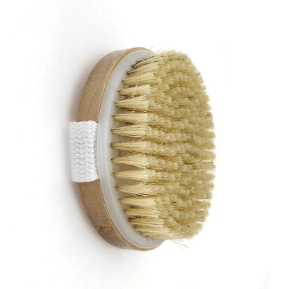 2-in-1 Natural Bristle Body Brush – Dry Skin Exfoliator & Anti-Cellulite Massager for Blood Circulation