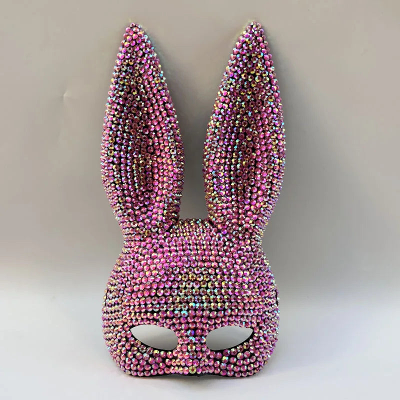 Halloween Sequin Rabbit Mask Costume – Masquerade Animal Cosplay Prop for Party, Performance, Comic Con & Drama Stage Wear