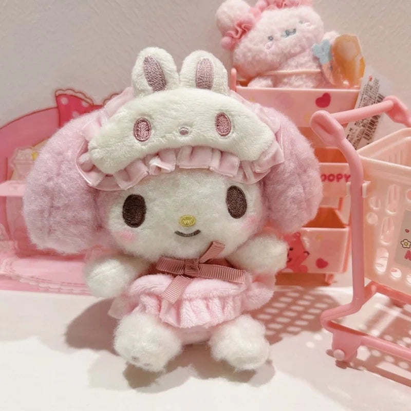 Cute KT Cat Plush Keychain — Cartoon Anime Glasses-Wearing Cat Backpack Pendant, Gift for Girls, Birthday & Holiday