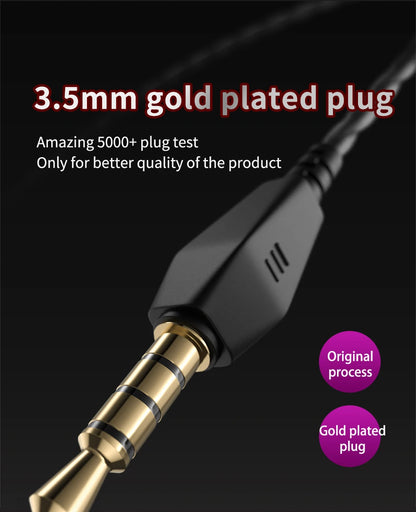 QKZ AK6 In-Ear Earphones - 6 Dynamic Drivers, Stereo Headphones with Mic, Sports HIFI Subwoofer Monitor Earbuds