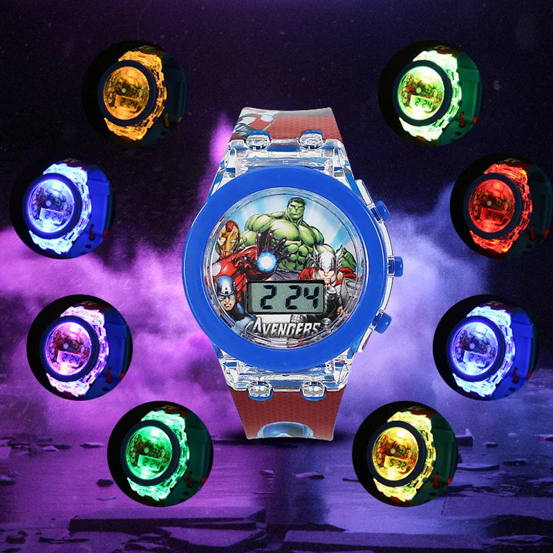 Flash Light Spiderman Kids Watch – Cartoon Hello Kitty & Mickey Design for Boys & Girls, Student Gift with Free Shipping