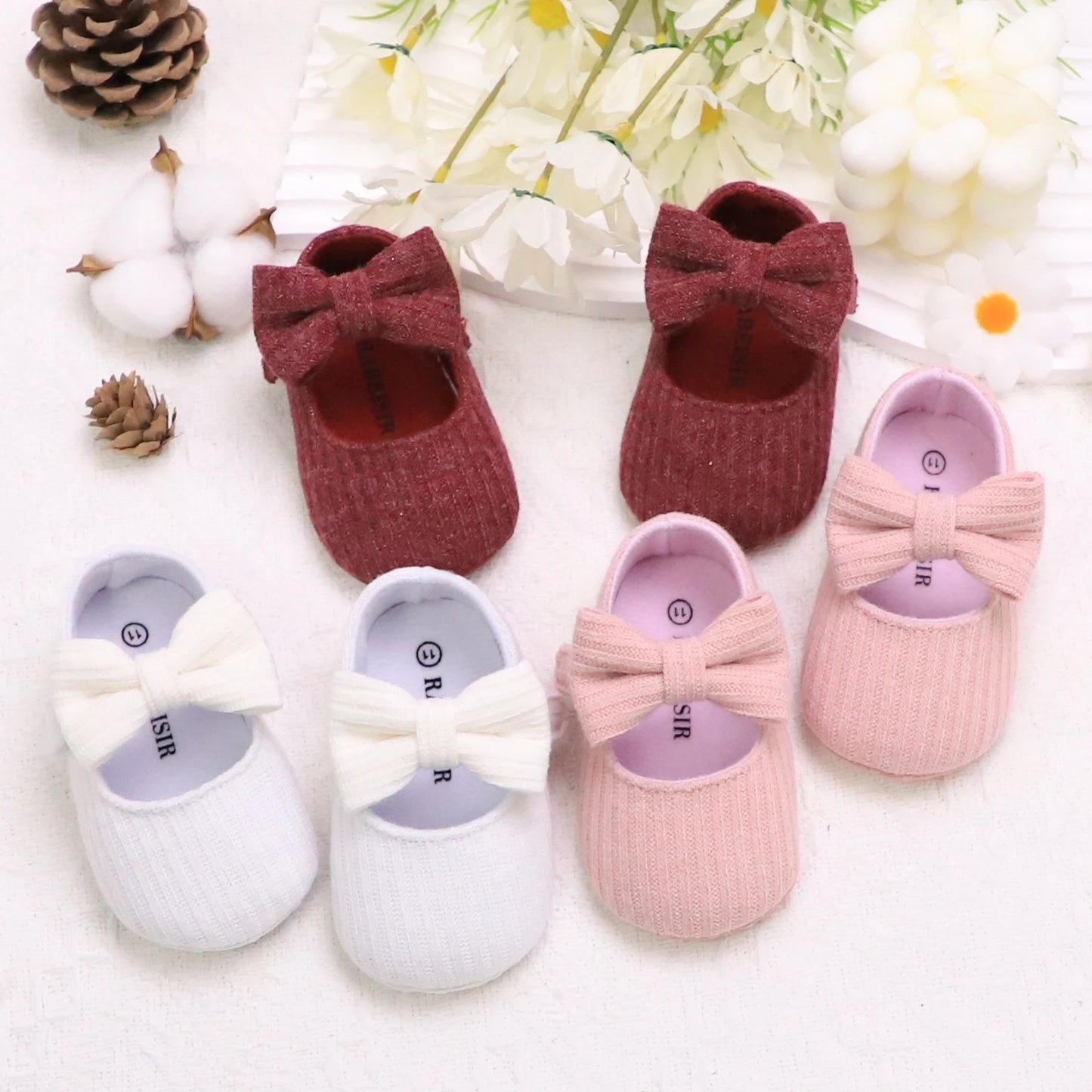 Adorable Bowknot Mary Jane Baby Girl Shoes — Lightweight Non-Slip Soft Sole for Indoor & Outdoor Walking