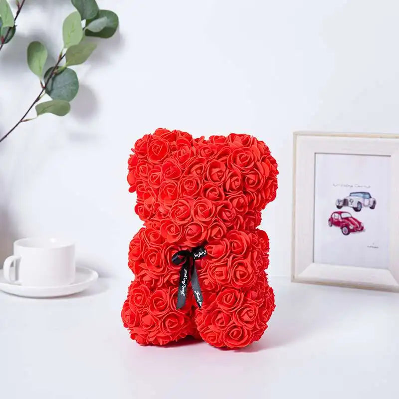 Romantic Eternal Flower Rose Bear — Creative Valentine’s Day & Christmas Gift, Wedding Decoration Hug Bear with Roses