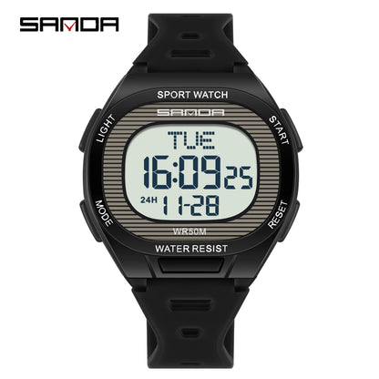 SANDA 2195 Square Digital Watch - Multifunction Waterproof LED Sports Wristwatch for Students