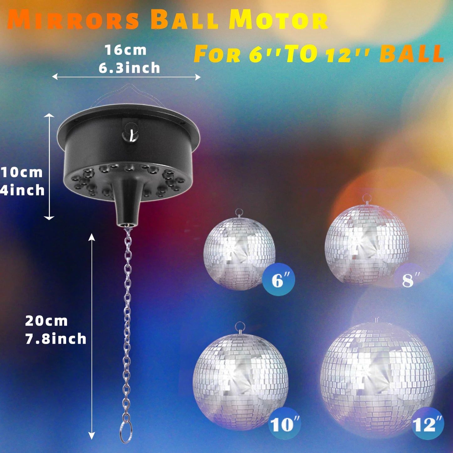 Remote Control Disco Ball Motor - Adjustable 5RPM-10RPM Rotating Mirror Ball Spinner with Plug or Battery Power