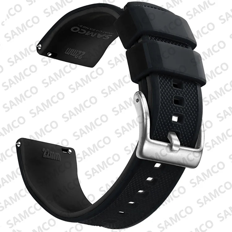 Quick-Release Silicone Watch Band - 18mm, 20mm and 22mm Rubber Replacement Strap for Huawei, Samsung Galaxy and Garmin Watches