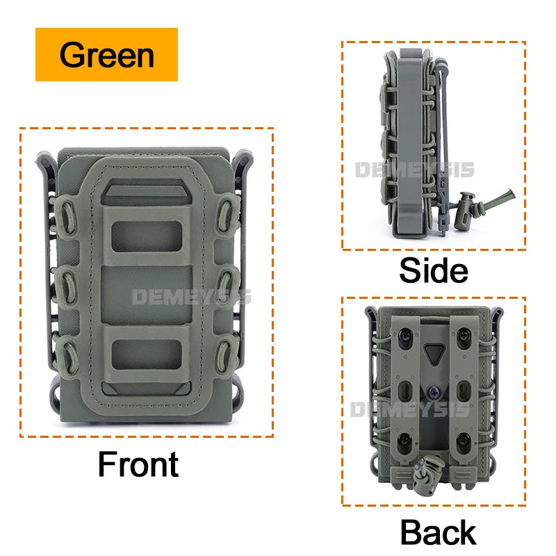 5.56mm & 7.62mm Tactical Fast Mag Pouch - MOLLE Belt Clip Soft Shell Rifle & 9mm Magazine Carrier