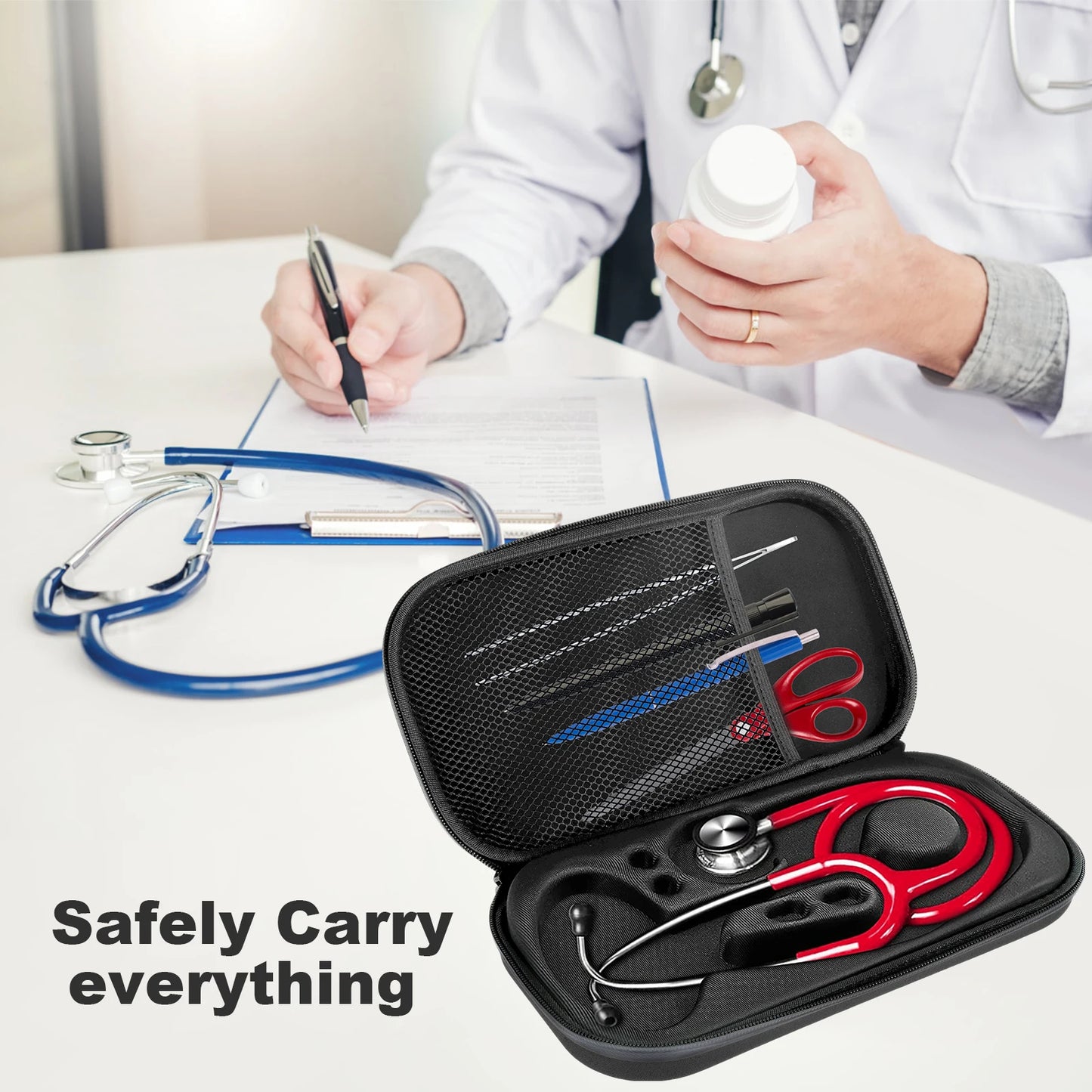 Shockproof Stethoscope Case – Portable Lightweight Medical Storage & Travel Carrying Bag Organizer