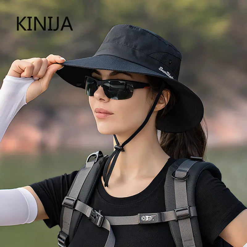 Stylish Women's Waterproof Fisherman Hat: Large Brim Bucket Cap for Outdoor Travel, Fishing, Climbing, and Hiking - Fashionable Sun Protection