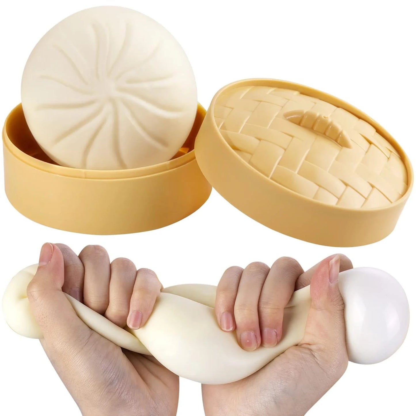Colorful Dumpling Squishy Stress Balls – Fidget Sensory Toy, Food Simulation Bun with Steamer, Squeeze Dough Ball Gift