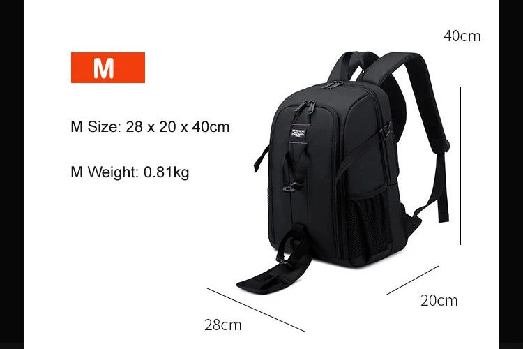 Large Waterproof Camera Backpack — DSLR & Video Tripod Bag with Rain Cover for Canon, Nikon, Sony, Pentax