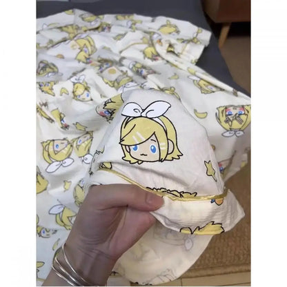 Kagamine Rin & Len Anime Pajamas — Long Sleeve Costume for Girls, 35-65Kg, Cosplay Sleepwear