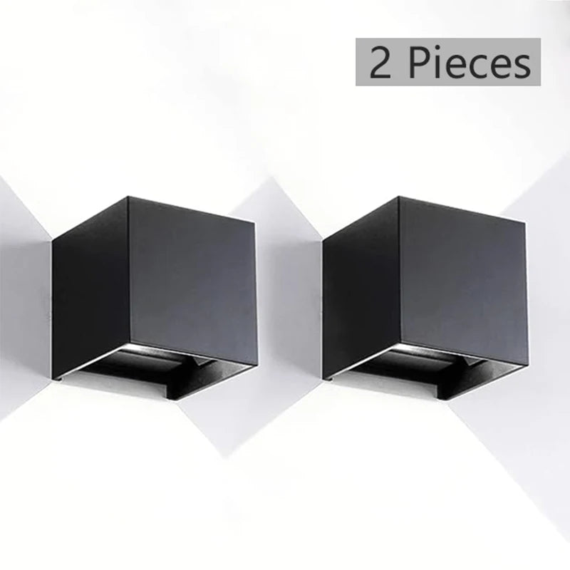 MARPOU LED Wall Lamp - Waterproof IP65 Indoor/Outdoor Surface Mounted Up and Down Light - Porch Garden 9W AC 90-260V