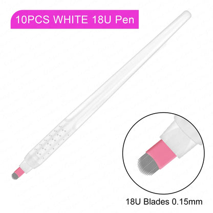 10PCS Microblading Disposable Pens — U18 0.18mm Microblade Tools for Eyebrow Permanent Makeup