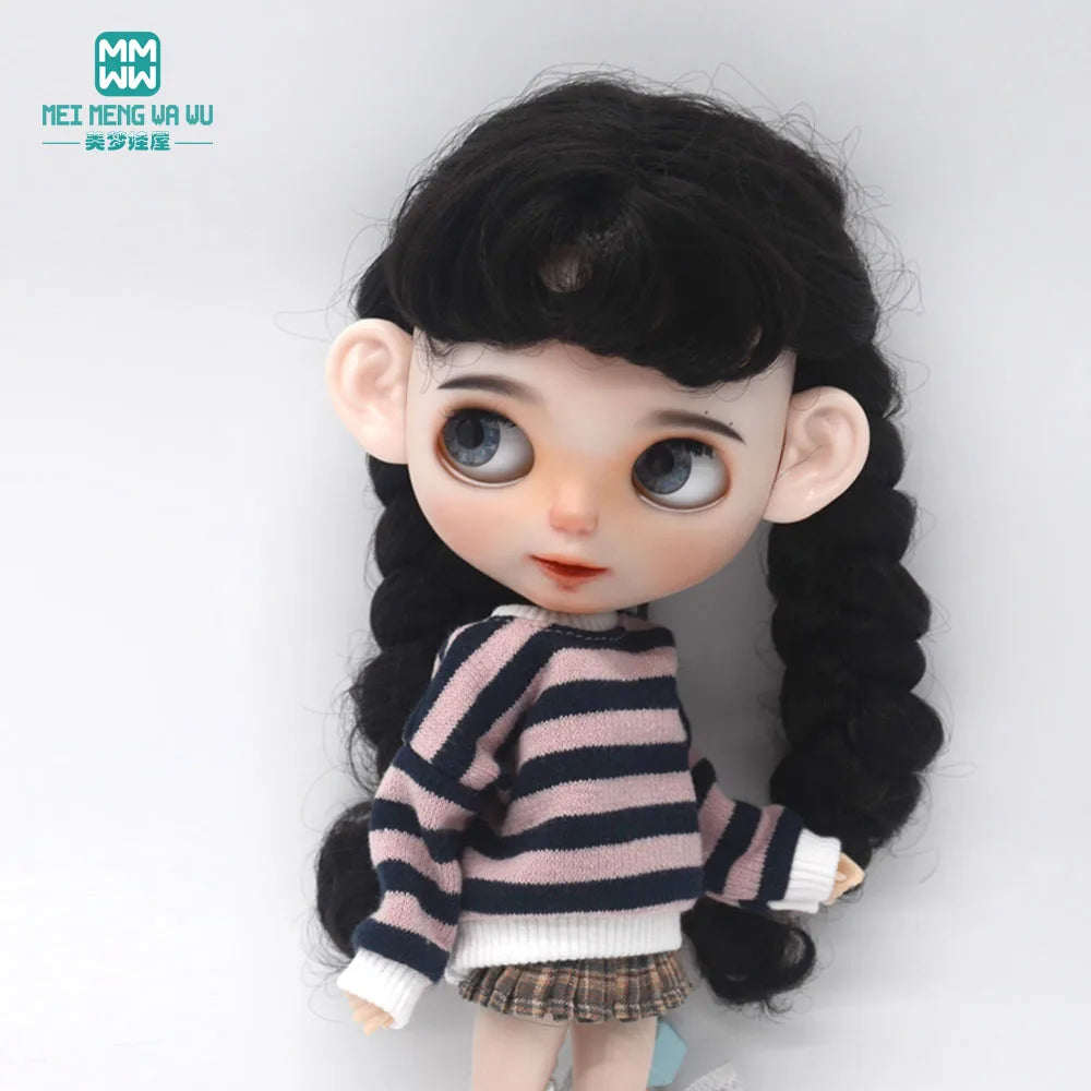 Blythe Doll Accessories Set – Fashion Sweatshirt, Shoe Covers & Sneakers for Blythe & Azone Dolls, Christmas Gift