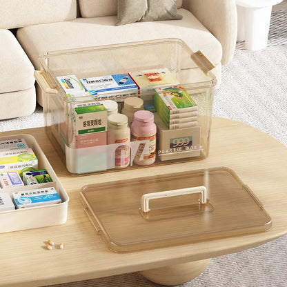 Multi-Layer Home Medicine Box – Large Capacity Transparent Medical Storage Case for First Aid & Medication Organization