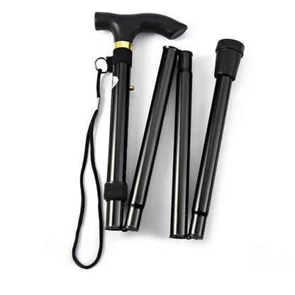 Outdoor Mountaineering Trekking Poles — 5-Section Telescopic Aluminum Alloy Folding Cane for Hiking & Climbing