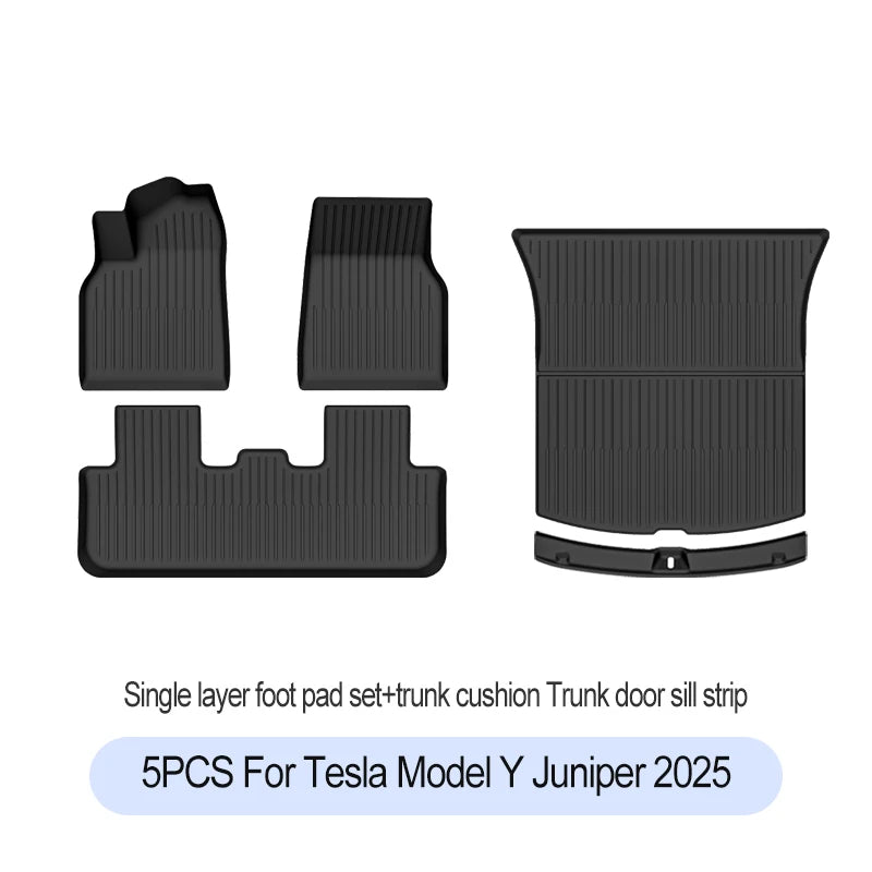 Tesla Model Y Juniper 2025+ TPE Floor Mats Set – Premium All-Weather Cargo & Trunk Liner, Wear-Resistant Car Interior Foot Protection Mats