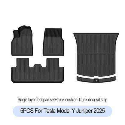 Tesla Model Y Juniper 2025+ TPE Floor Mats Set – Premium All-Weather Cargo & Trunk Liner, Wear-Resistant Car Interior Foot Protection Mats