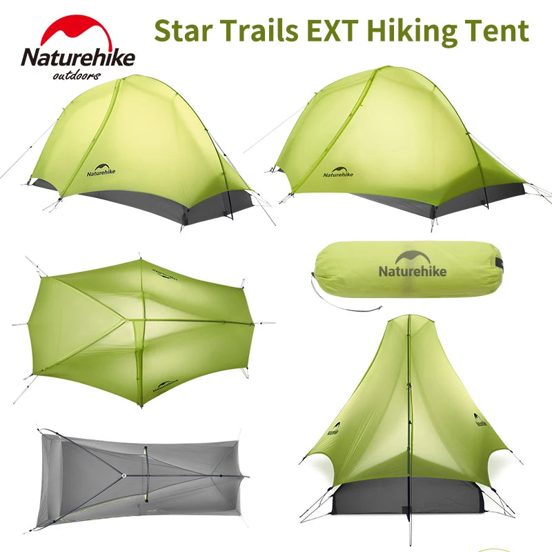 Naturehike Star Trails EXT Hiking Tent - Ultralight 1-2 Person Waterproof Backpacking Tent with 10D Nylon