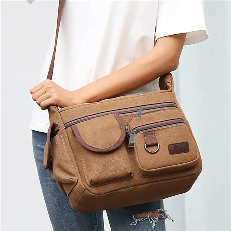 Men's Casual Sling Bag – Vintage Crossbody Messenger Shoulder Bag for Travel & Outdoor Use