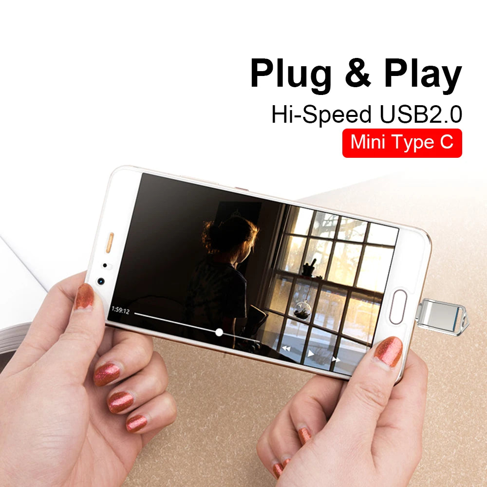 OTG Type-C Pen Drive – Mini Metal USB Memory Stick 32GB to 128GB for Smartphones & Huawei