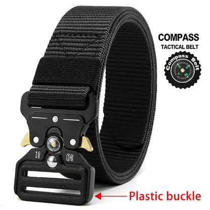 Men's Tactical Multi-Function Belt: Army Outdoor Hunting Compass, Combat Survival Marine Corps Canvas Nylon Luxury Accessory