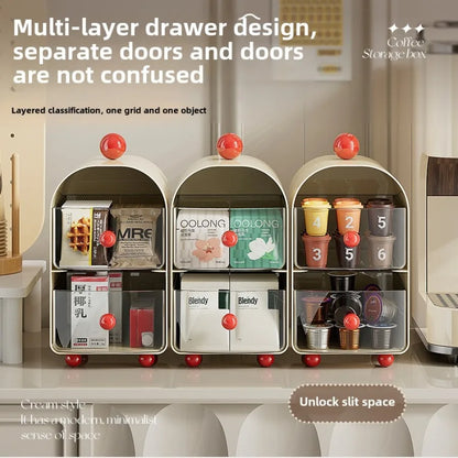 Desktop Coffee & Tea Organizer – Corner Storage Box Drawer for Office, Table, Capsules, and Tea Bags