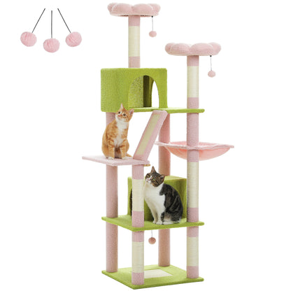 Large Cat Tree Tower – Multi-Level Plush Indoor Cat Condo with Scratching Posts, Boards, Perches & Caves