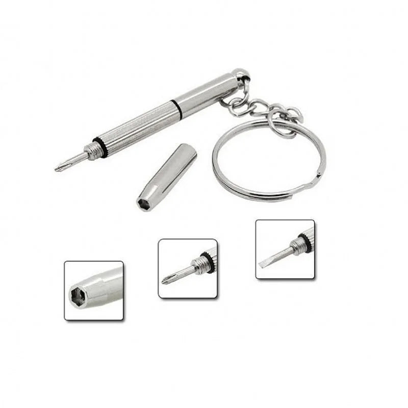 3-in-1 Glasses Screwdriver Kit – Portable Eyeglass & Watch Repair Tool with Keychain, Precision Hand Tools