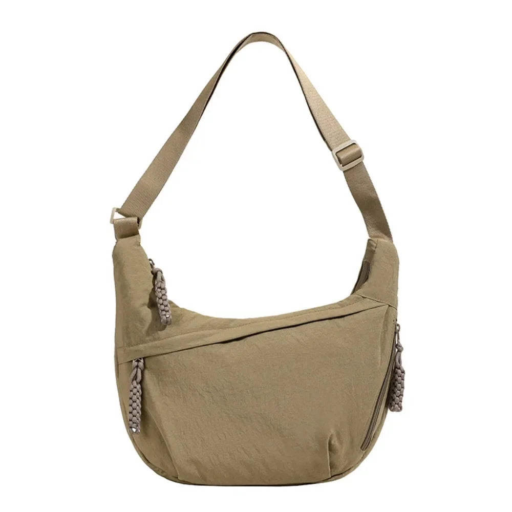 Women’s Casual Canvas Crossbody Bag – Large Capacity Lightweight  Hobo Shoulder Bag Solid Color Dumpling Bag