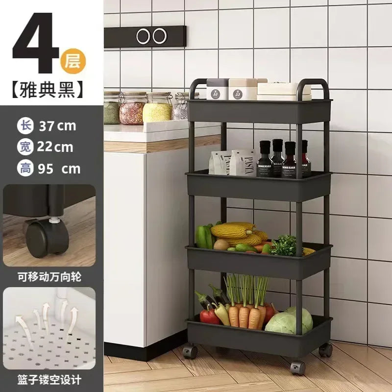 Multi-Layer Trolley Storage Rack - Mobile Organizer for Kitchen, Bedroom, and Bathroom, Ideal for Snacks and Baby Items