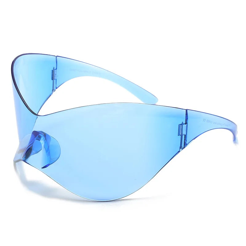 Oversized Futuristic Shield Sunglasses – Silver Mask Visor Eyeglasses for Women & Men, Y2K Punk Fashion Sun Glasses