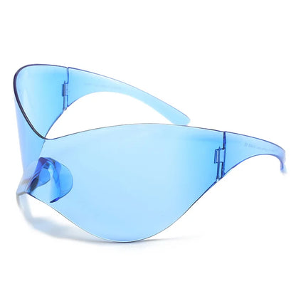 Oversized Futuristic Shield Sunglasses – Silver Mask Visor Eyeglasses for Women & Men, Y2K Punk Fashion Sun Glasses