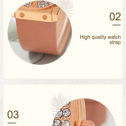 3PCS Women’s Casual Leather Watch Set – Quartz Wristwatch, Heart Bow Wallet, Glasses & Sunglasses Clock Montre Femme